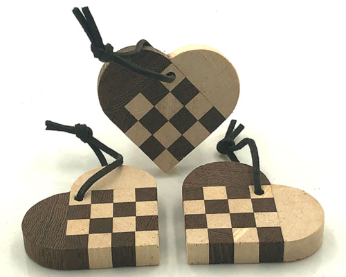 træhjerte, wenge, ahorn